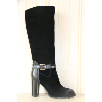 Europe Trendy Comfort High Heel Lady Leather Warm Boots